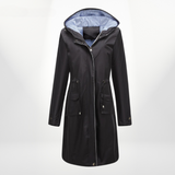 Wasserdichter Trenchcoat Damen Mit Kapuze | Lang Leicht – Schwarz