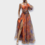 Elegantes Handgefertigtes Damenkleid Für Festliche Anlässe – Bequem Und Stilvoll – Orange