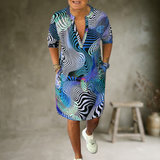 Tialora - Soft-Touch V-Ausschnitt-Kleid – Blau