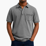 Poloshirt Klassisches - Kurzarmshirt für Herren mit Tasche – Grau