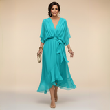 Harshani - Lappen Kleid Mit V-Ausschnitt – Türkis