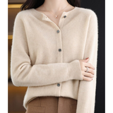 Zuivere - Damen-Strickjacke mit O-Ausschnitt aus Merinowolle – Khaki