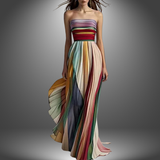 Asia | Premium Langes Casual Kleid – Mehrfarbig