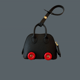 Luxuriöser Mini-Handtaschenanhänger aus veganem Leder – Modisches Accessoire – Schwarz
