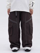 Damen Hose | Oversize Baggy Beinform mit Cargotaschen – Schokolade