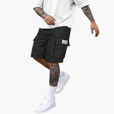 Herren Sommer Cargo Shorts mit Taschen und Kordelzugbund – Schwarz