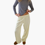 Damen Loungehose mit elastischem Bund und weitem Bein – Gelb