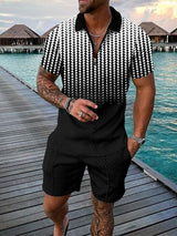 Herren Freizeit-Set | zweiteiliges Outfit mit Aufdruck – Weiß/Schwarz