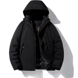 Skijacke mit Kapuze und Taschen | Winterjacke – Schwarz