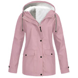 Cozyshield | mit fleece gefütterte, wasserdichte regenjacke für herbst/winter – Rosa