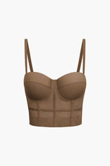 Ida | Figurbetontes Bustier-Top mit Bügel-Cups und transparenter Mesh-Struktur – Hellbraun