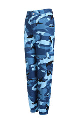 Damen nan Cargohose mit urbanem Camouflage-Print und elastischem Bund Drune – Blau