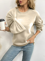 Delfine | Stylisches Sweatshirt mit großer Schleife – Aprikose