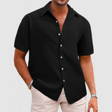 Herren Klassisches Button-up Hemd | Sommerlich – Schwarz
