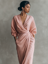 Roxa | Rosa Maxikleid mit V-Ausschnitt – Rosa