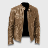 Adrian | Lässige Lederjacke für den Alltag – Khaki