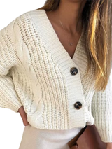 THELMA – DER GROBE STRICKCARDIGAN MIT ZOPFMUSTER & CHARAKTER – Weiß