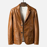 Ortwin - klassiek leren jack – Khaki