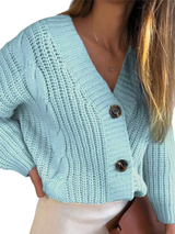 THELMA – DER GROBE STRICKCARDIGAN MIT ZOPFMUSTER & CHARAKTER – Blau