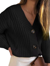 THELMA – DER GROBE STRICKCARDIGAN MIT ZOPFMUSTER & CHARAKTER – Schwarz