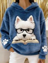 Eglantine – Kapuzen Sweatshirt Aus Flanell Mit Terrier Drucken – Blau