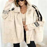 Alara - Kunstfellmantel mit Reißverschluss – Beige