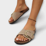 Damen Korksandalen mit Schnallenverschluss-Design – Khaki