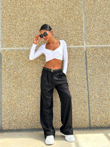 Veenadi - Hose Mit Hoher Taille Und Weitem Bein – Schwarz