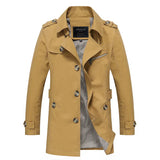 Herren Trenchcoat lang | Zweireihige Front strukturierte Linienführung – Khaki