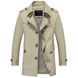 Herren Trenchcoat lang | Zweireihige Front strukturierte Linienführung – Beige