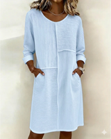 Taryn - Langarm-Shiftkleid mit Softtouch – Blau