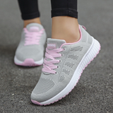 Damen Sportschuhe mit Schnürung | Leichte Fitnessschuhe für Alltag – Grau-Rosa