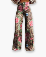 Damen Elegante Stoffhose | Vielseitig und Bequem – Rosa und Leopard