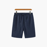 Herren Leinen Shorts mit Kordelzug und Seitentaschen – Blau