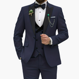 Herren Anzug dreiteilig mit Slim Fit und Kontrastrevers – Lila