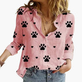 Langarm Damen-Bluse - Vintage Stil mit großen Punkten – Rosa mit schwarzen Punkten