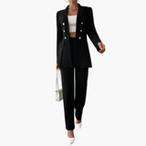 Zweiteiliger Anzug mit Damen - Blazer und geraden Hosen – Schwarz