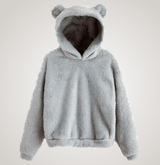 Tialyn - Plüsch-Hoodie mit Bärenohren – Hellgrau