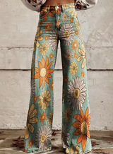 Anzhela - Weite Hose mit buntem Druck – Multicolor 11