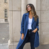 Annita - Eleganter Mantel Mit Knopfleiste – Blau