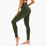 Damen Leggings mit Leopardenmuster und hohem Bund – Armee Grün