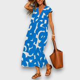Masha | Luftiges Kleid mit V-Ausschnitt – Blau
