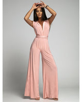 FlairFashion - Ärmelloser Jumpsuit mit V-Ausschnitt – Pfirsich