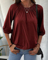 Caro™ - Schicke Bluse mit Bischofsärmeln – Burgund