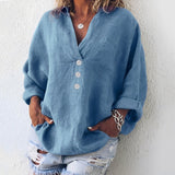 Sandra - Lässiges Langarmhemd für Damen – Blau