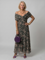 Calen | Off-Shoulder Midi-Kleid – Mehrfarbig