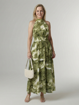 Sylin | Gathered Halter Midi Kleid – Grün