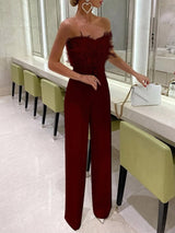 Frola - Eleganter Jumpsuit mit Schlauchtop – Rot