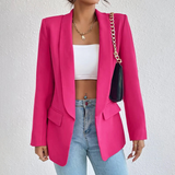 Damen-Blazer mit Langarmkonstruktion | sachliche Linienstruktur – Heißes Rosa