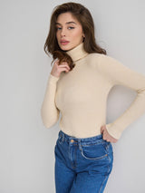 Klassischer Rollkragenpullover für Damen | Lässig – Apricot
